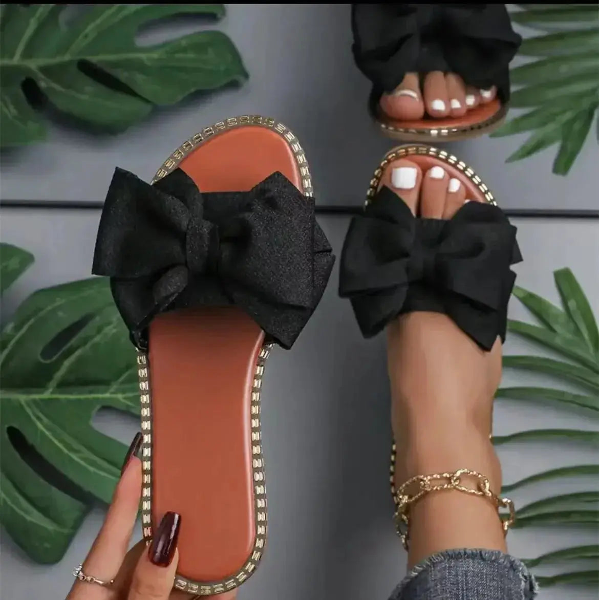 Women Flats Slippers Summer Fashion Bow Tie Sandals Shoes for Women Flat Casual Beach Slippers Slides Women Zapatos De Mujer Lady T Fashions