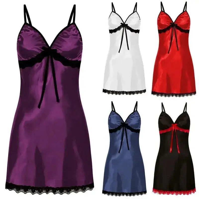 Women's Nightgown Sexy Sleepwear Silk Satin Nightwear Slip Dress Sleeveless Pajamas Sleepwear Plus Size Nightwear Comfortable - Lady T Fashions