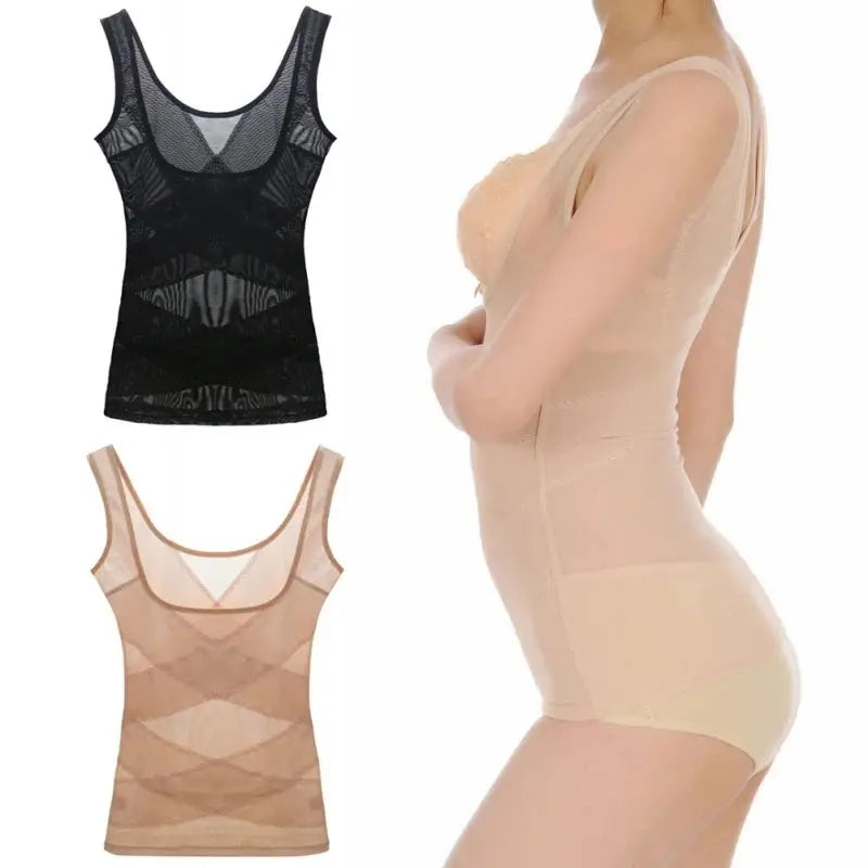 Women Waist Trainer Bodysuit Slimming Shapewear Tops Body Shaper  Sculpting Vest Postpartum Recovery Tights Corset Underwear - Lady T Fashions