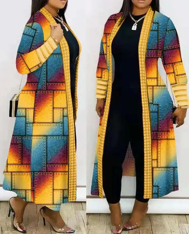 Jackets for Women 2023 Autumn/winter New Fashion Casual Daily Plus Size Leopard Print Open Front Longline Coat Elegant Commuting - Lady T Fashions