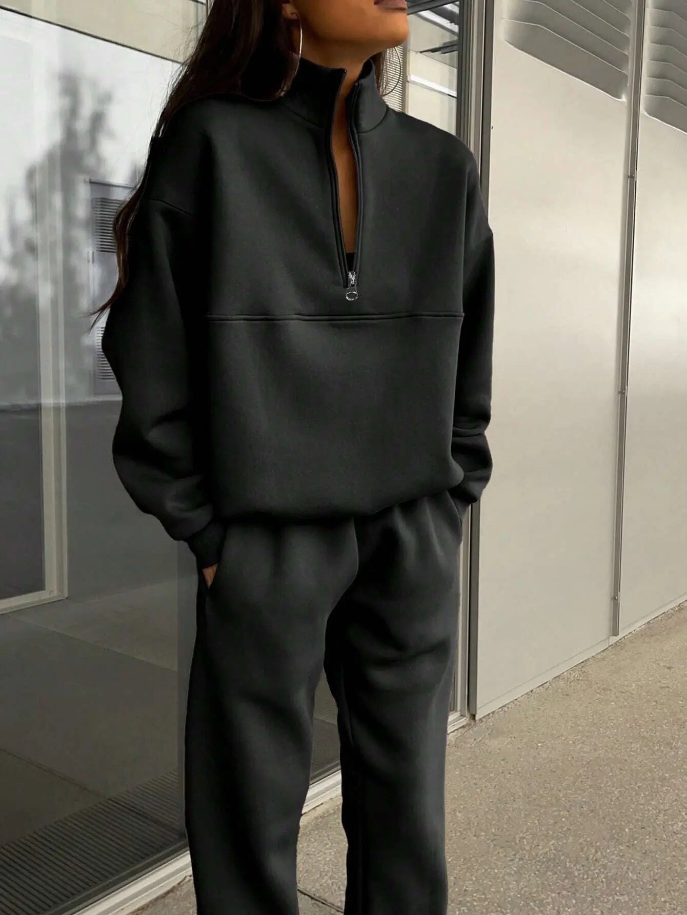 Long-sleeved Sports Sweatshirt Suit Fashion Stand-up Collar Zip-up Top And Elastic Band Trousers With Pocket Srping Fall Clothing For Women Lady T Fashions