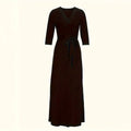 Women's Summer Geometric Print Maxi Dresses Casual 3 4 Sleeve V-Neck Tie Waist Long Dress Lady T Fashions
