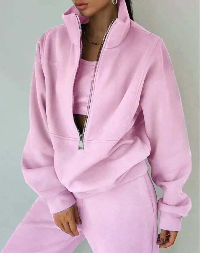 Women's Fashion Fleece Solid Color Sports Casual Suit Lady T Fashions