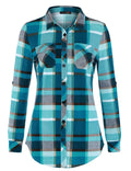 Plaid Pouch Button Cuff Comfort And Casual Printed Women's Shirt Lady T Fashions