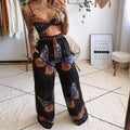 Printed Tube Top Loose Wide Leg Pants Two-piece Set Lady T Fashions