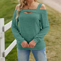 Womens Cold Shoulder Top Cut Out Long Sleeve Basic T Shirts Casual Blouse Tshirts Lady T Fashions