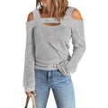 Womens Cold Shoulder Top Cut Out Long Sleeve Basic T Shirts Casual Blouse Tshirts Lady T Fashions