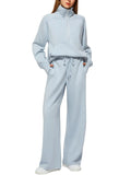 Solid Color Long-sleeved Sweater Trousers Suit Women's Suit Lady T Fashions