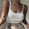 Women's Solid Color Ribbed Knitted Tight Fitting Basic Versatile Camisole Top Lady T Fashions