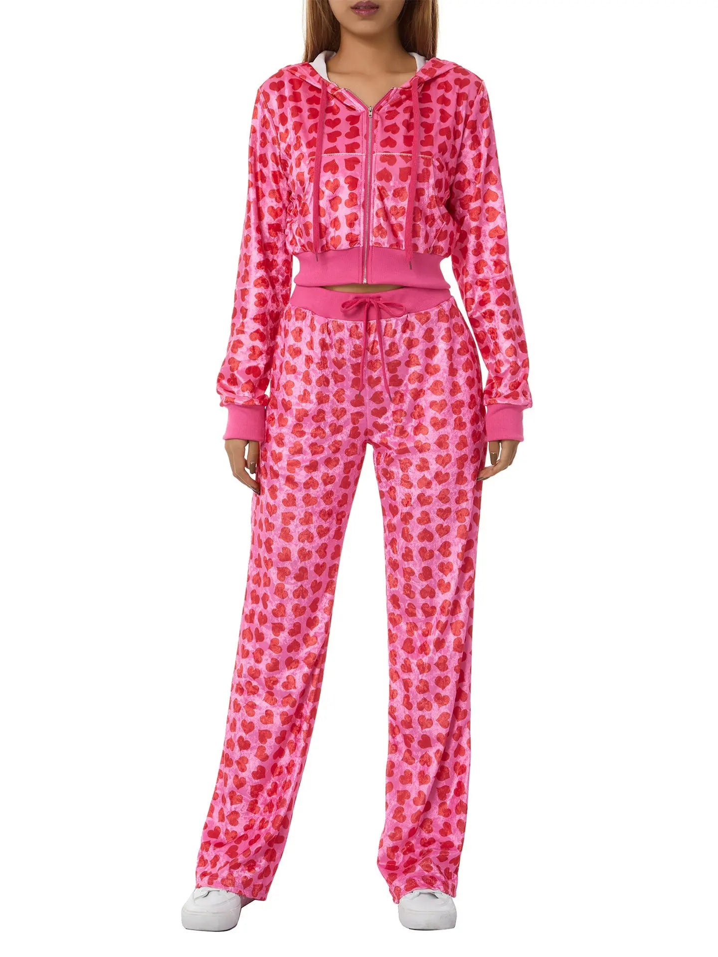 Velvet Love Printed Hooded Sweater Fashion Suit Women Lady T Fashions