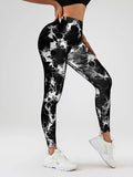 2 Pack Tie-Dye High Waist V-Back Yoga Leggings, Peach-Hip Enhancing Athleisure Tights, Sport Style Fitness Pants Lady T Fashions