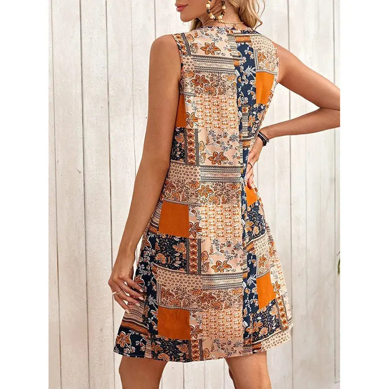 Women's Summer Dress Sleeveless Floral Boho Sundress Swimsuit Coverup Casual Loose Beach Vacation Tank Dresses Lady T Fashions