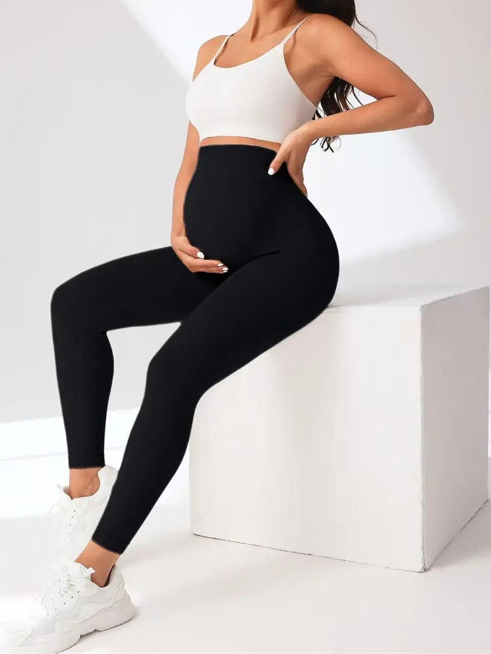 3 Pack Maternity High-Waisted Seamless Yoga Pants For Women - Tummy Support Fitness Leggings Lady T Fashions