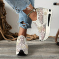 Stunning Floral Lace Platform Shoes - Fashion Sneakers with Height Increasing, Slip-On Design, Low Top Style, and Versatile Casual Wear - Perfect for Everyday Outings and Special Occasions Lady T Fashions