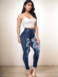 Versatile Women's High Waisted Elastic Ripped Tight Jeans, High-quality, Easy To Fit, Comfortable And Fashionable - Street Style Sexy Basic Jeans, Women's Jeans And Clothing Lady T Fashions