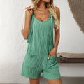 Womens Rompers Summer Casual Short Overalls Sleeveless Adjustable Tie Knot Strap Jumpsuits With Pockets Lady T Fashions