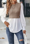 Wavy Stripes Stitching Fashion Temperament Blouse Lady T Fashions