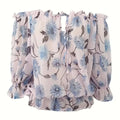 Womens Summer Off Shoulder Blouse Floral Print Ruffle Sleeve Casual Chiffon Tops Shirts Lady T Fashions