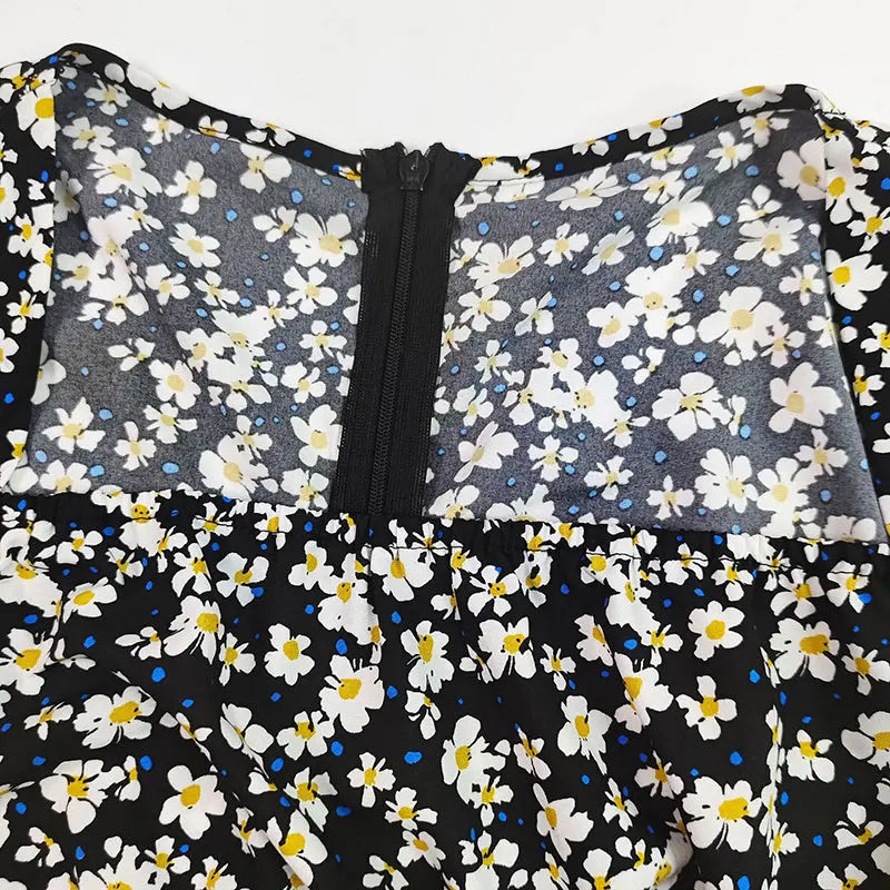 Women's Puff Sleeve Floral Midi Dress Elegant Square Neck Boho Side Split Dresses Lady T Fashions