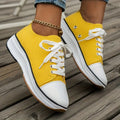 Women's Chunky Canvas Shoes, Non Slip Lace Up Casual Sneakers, Thick Sole Running Sports Shoes Lady T Fashions