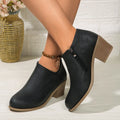Chunky Heel Round Toe Ankle Boots With Side Zipper Design Fashion Fall Winter Short Boots For Women Shoes Lady T Fashions