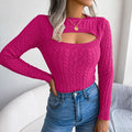 Women's Lightweight Fall Sweater Tops Long Sleeve Round Neck Cutout Pullover Casual Tunic Blouse Lady T Fashions