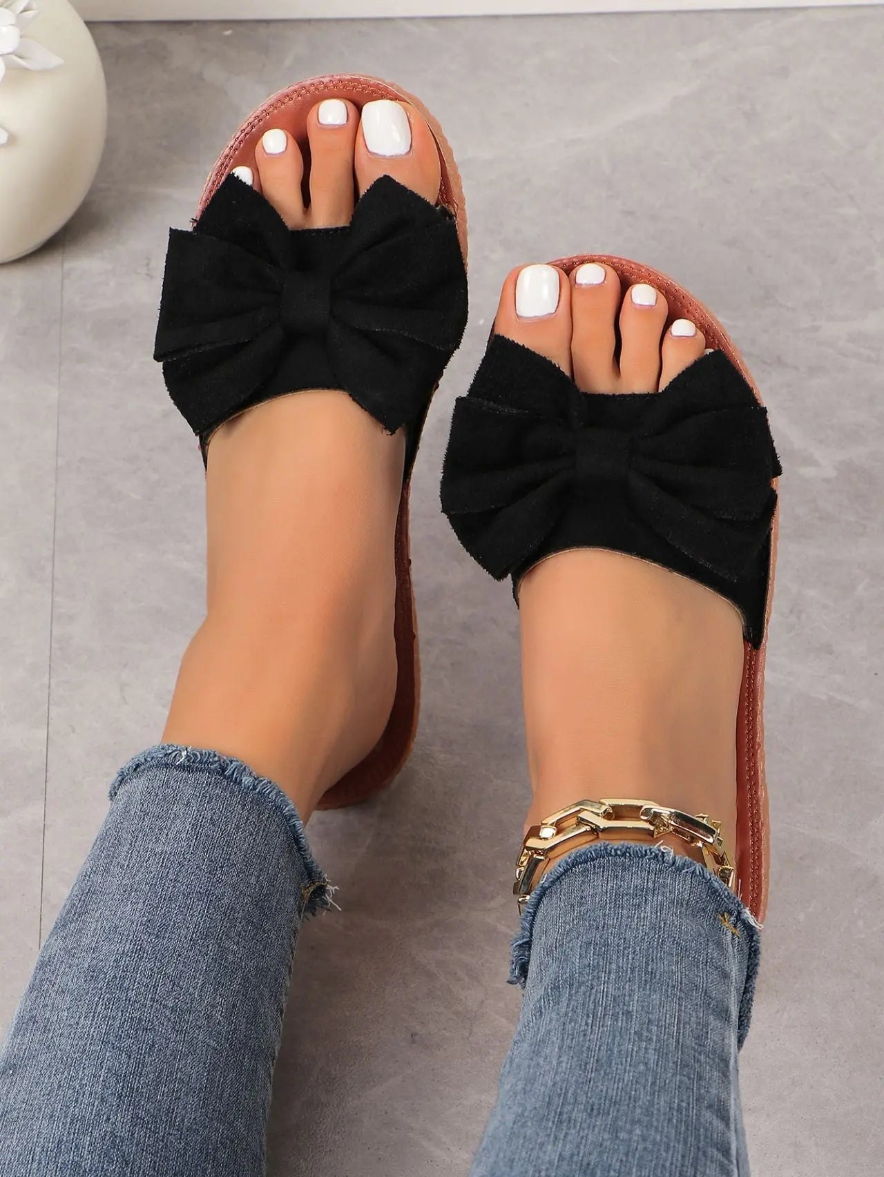 Women's Cute Platform Beach Bow Flat Slippers Lady T Fashions
