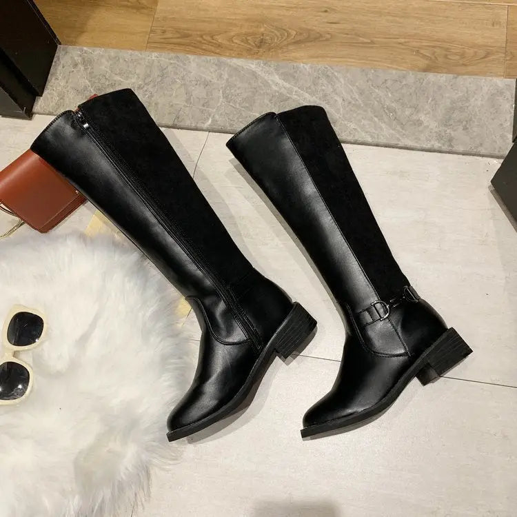 Two-tone Autumn And Winter High-top Long Boots Lady T Fashions