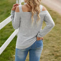 Womens Cold Shoulder Top Cut Out Long Sleeve Basic T Shirts Casual Blouse Tshirts Lady T Fashions