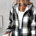 Women's Plaid Hoodie Long Sleeve Jacket Button Drawstring Casual Fall Shirts Shacket With Pocket Lady T Fashions