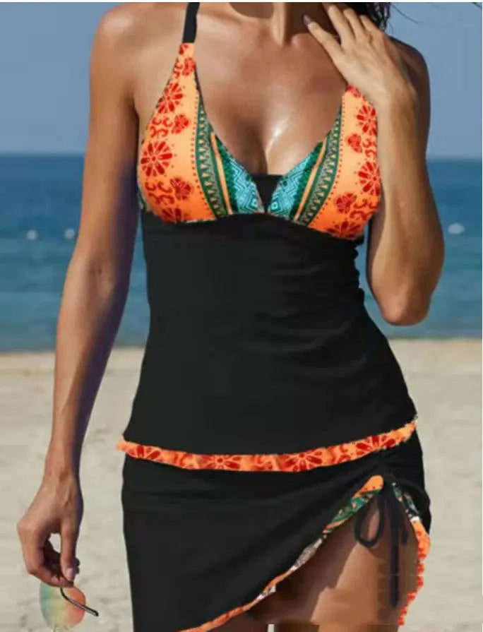 Swimsuit Women's Seaside Vacation Drawstring V-neck Sexy Split Lady T Fashions