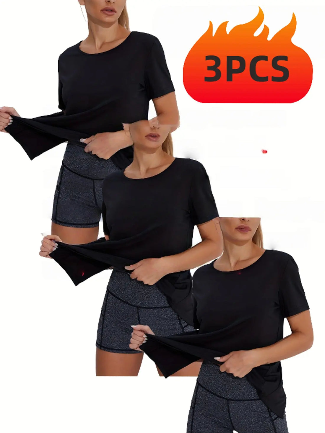 Women's 3-Pack Sports Tees - Breathable Quick-Dry Tops Lady T Fashions