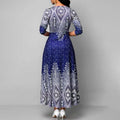 Women's Plus Size Elegant V-Neck Long Sleeve A-Line Dress With Starry Sky Print, Slim-Fit Flowy Maxi Dress For Holiday & Party Wear Lady T Fashions