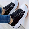 Women's Chunky Canvas Shoes, Non Slip Lace Up Casual Sneakers, Thick Sole Running Sports Shoes Lady T Fashions