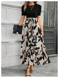 Floral Print Round Neck Exotic Vacation Style Elegant Dress Lady T Fashions
