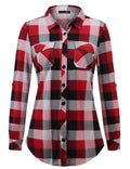 Plaid Pouch Button Cuff Comfort And Casual Printed Women's Shirt Lady T Fashions