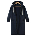 Hooded Long Sleeve Sweater Fleece Long Jacket Lady T Fashions