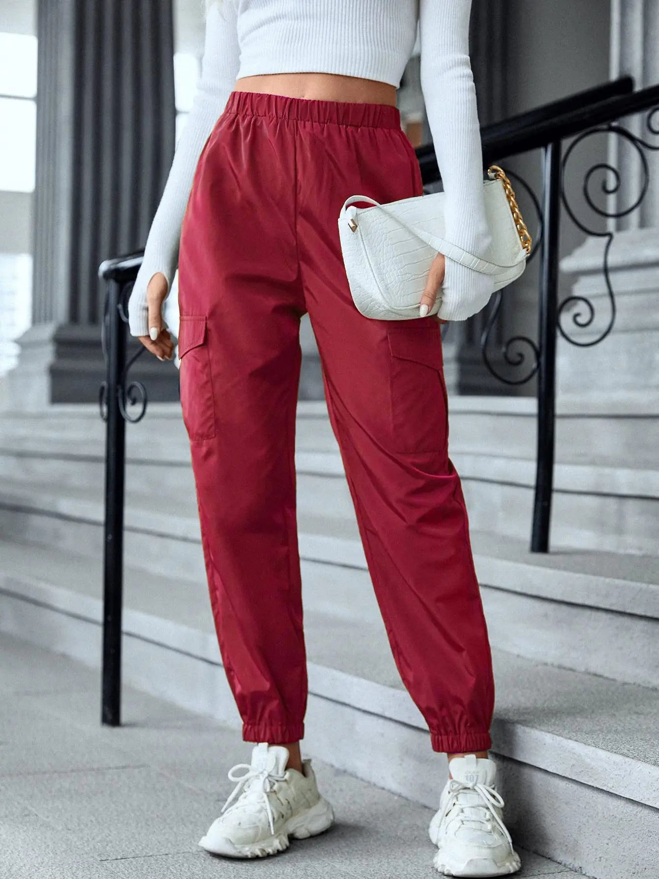 Multi-Color Casual Working Pants Multi-pocket Skinny Pants Lady T Fashions