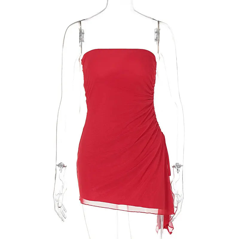 Y2K Tube-top Split Dress Summer Ins Fashion Backless Short Dresses For Women Lady T Fashions