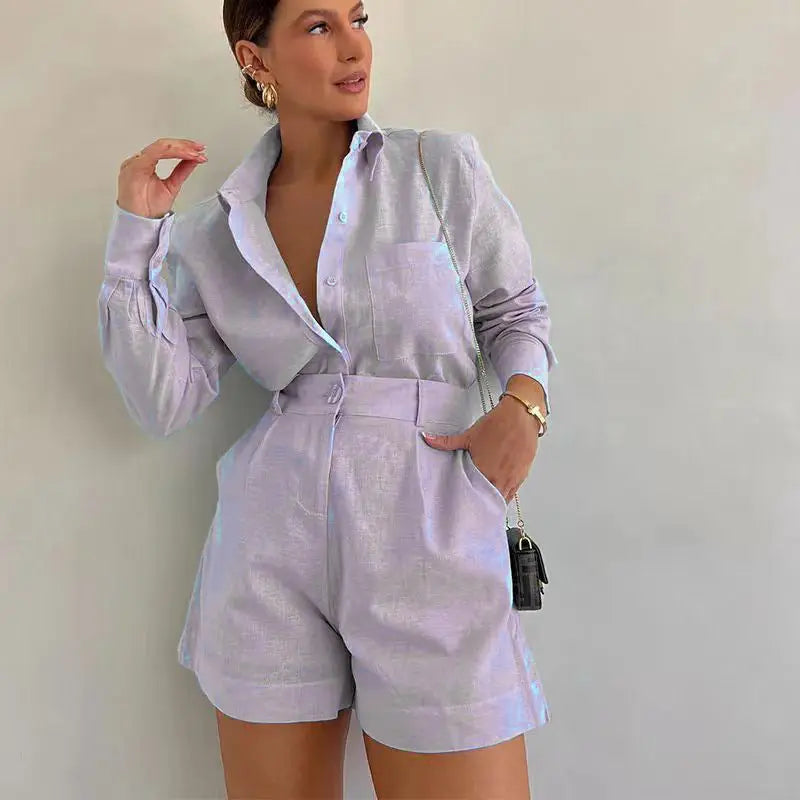 Women's Fashion Short Suit Pants Long-sleeve Suit Lady T Fashions