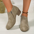 Chunky Heel Round Toe Ankle Boots With Side Zipper Design Fashion Fall Winter Short Boots For Women Shoes Lady T Fashions