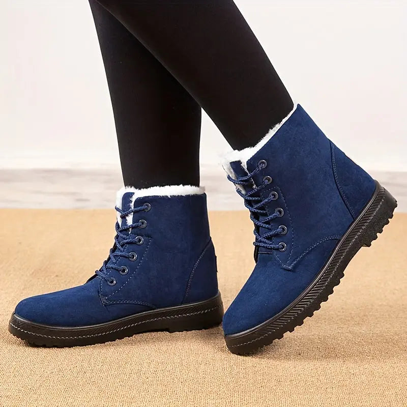 [Winter Snow Boots] Slip-Resistant & Plush Lined Women's Winter Snow Boots | PU Sole, Lace-Up Closure, Cushioned Insole - Cold Weather Boots for Everyday & Formal Outfits - Extended Sizes up to US Women's 44 (EU 43) - Black B Lady T Fashions