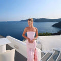 Chest-wrapped Pleated Slim Fit Patchwork Split Dress Lady T Fashions