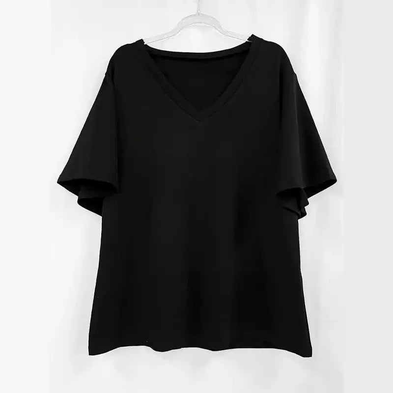 Women's Solid Color V-Neck Short Sleeve T-Shirt - Basic Summer Casual Top Lady T Fashions