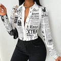 Women's Long Sleeve Casual Shirt - Spring&Fall Slim Fit Printed Blouse With Single Button Placket Lady T Fashions