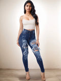 Versatile Women's High Waisted Elastic Ripped Tight Jeans, High-quality, Easy To Fit, Comfortable And Fashionable - Street Style Sexy Basic Jeans, Women's Jeans And Clothing Lady T Fashions