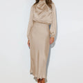 Dress Spring And Autumn Halterneck Long-sleeved Formal Dress Satin Elegant Lady Of Note Evening Dress Lady T Fashions