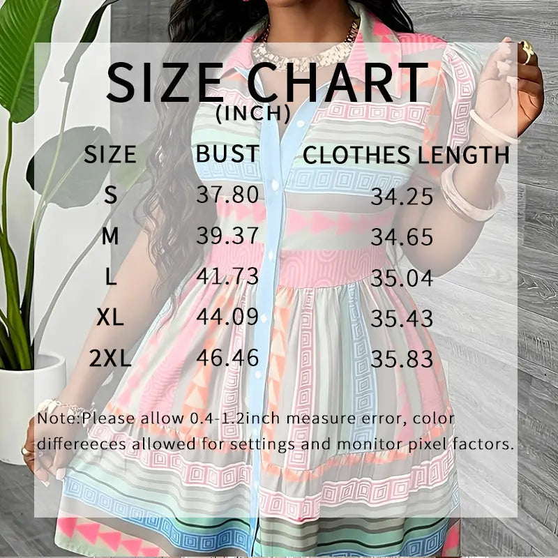 Women's Printed Collar Button Down Dress - Puff Short Sleeve Mini Shirt Dress Lady T Fashions