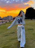 European And American Loose Casual Print Trousers Sweater Suit Lady T Fashions