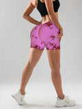 3 PACK Tie Dye Active Wear Shorts, Women Workout Shorts, High Waisted Contour Gym Yoga Biker Shorts, V Back Booty Biker Workout Gym Running Shorts Lady T Fashions